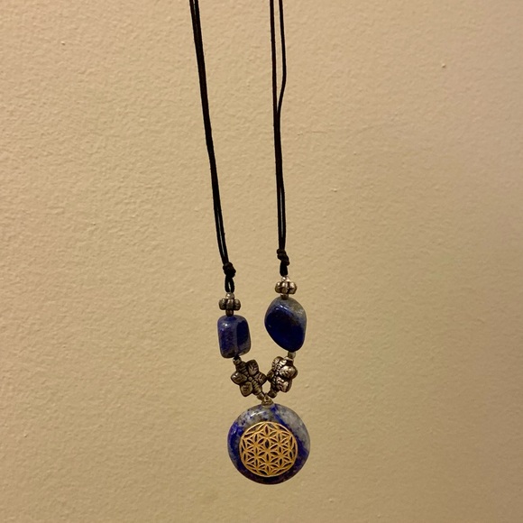 Lapis Lazuli Flower of Life Necklace - Picture 4 of 7